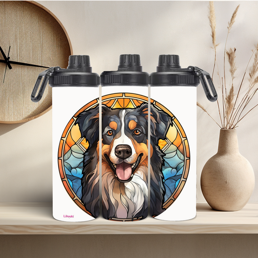 Tumbler / Thermosflasche mit Schraubverschluss - Hunde Buntglas