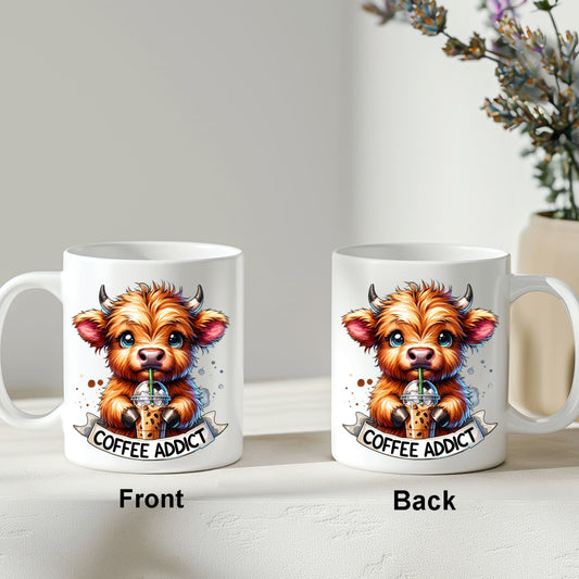 Kaffeetasse / Teetasse - Highland Cow Coffee Addict