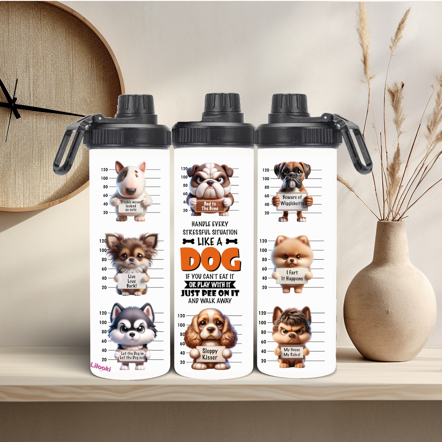 Tumbler / Thermosflasche mit Schraubverschluss - Hunde