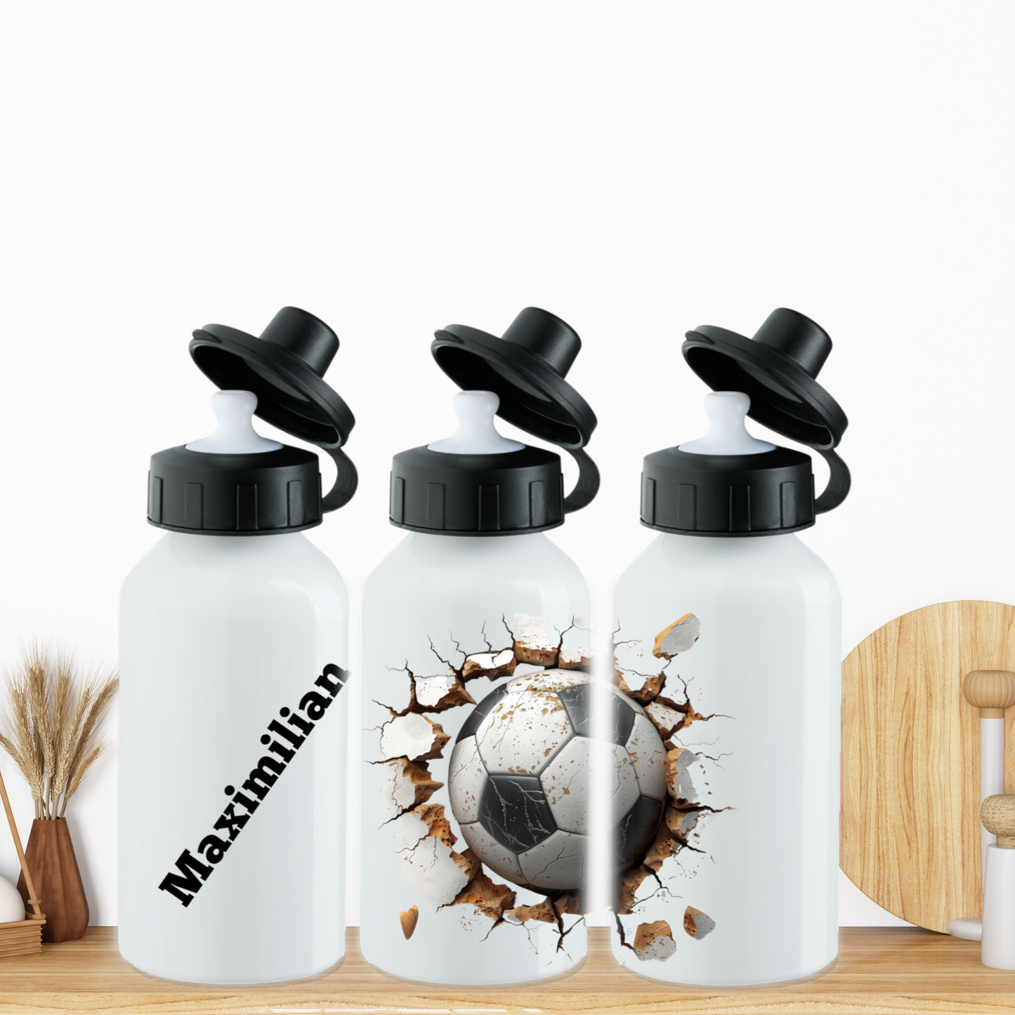 Alu-Trinkflasche Kinder: Fußball2 Motiv - Personalisiert