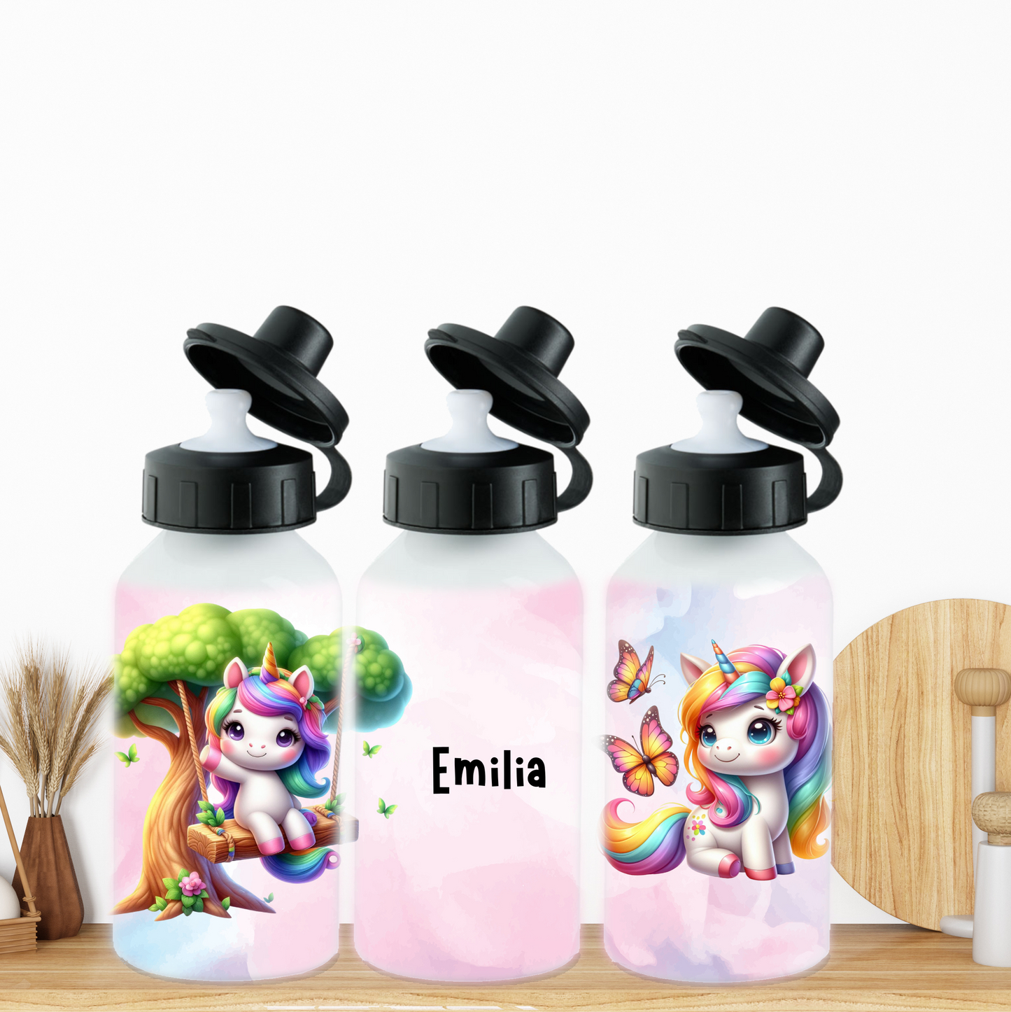 Alu-Trinkflasche Kinder: Einhorn2 Motiv - Personalisiert