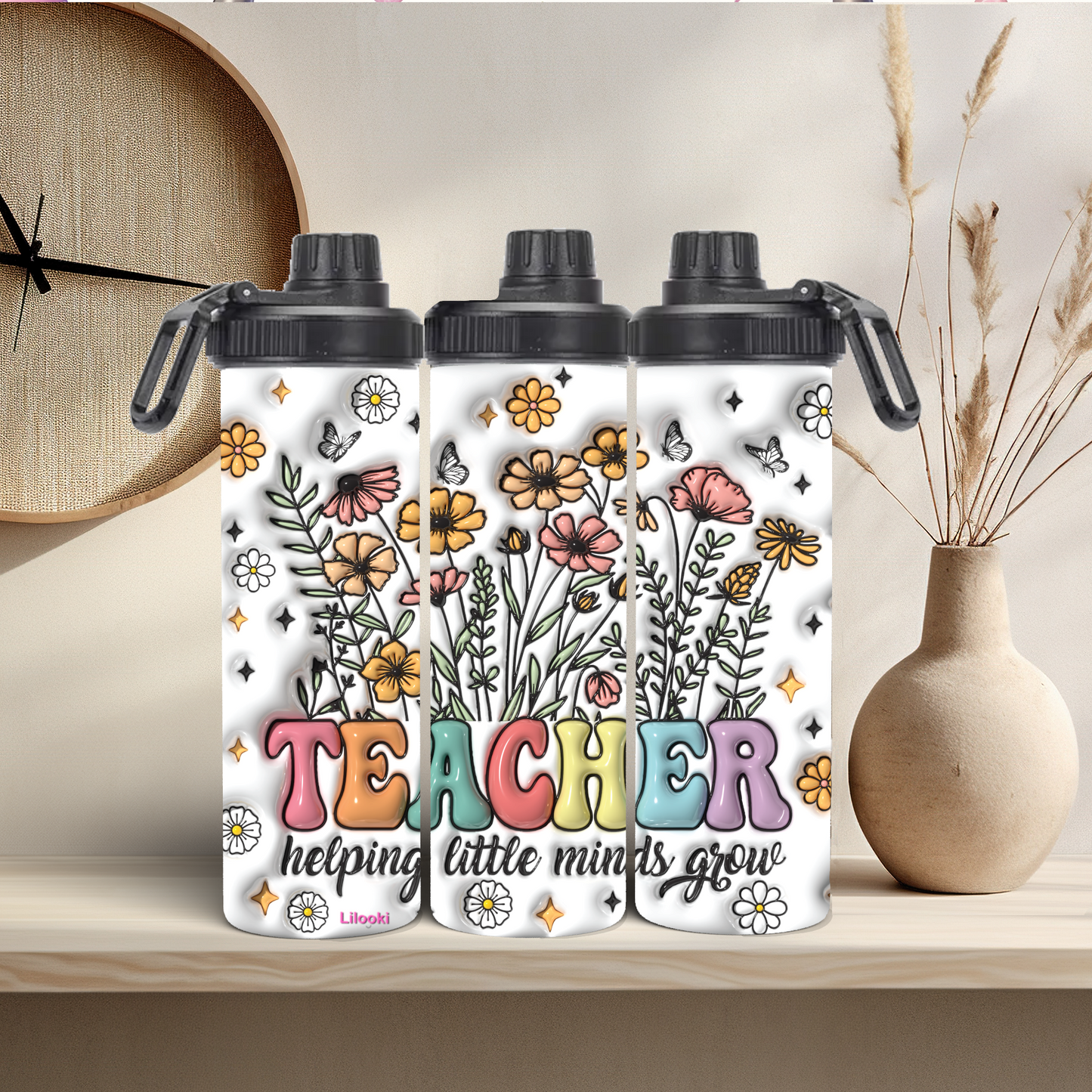 Tumbler / Thermosflasche mit Schraubverschluss - Teacher helping little mindes grow