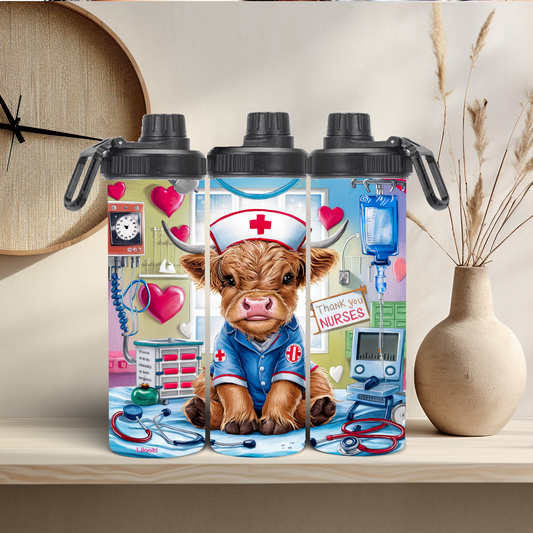 Tumbler / Thermosflasche mit Schraubverschluss - Highland Cow Nurse